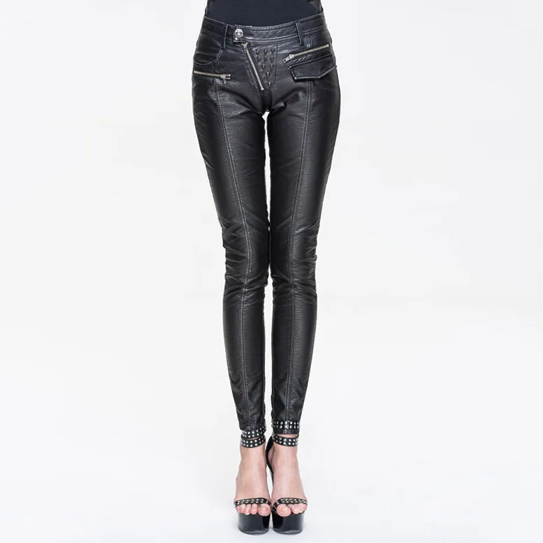 Pantalon Slim En Cuir Pour Femme,Vêtements Pattes D'éléphant,Style Vie,Punk  Métallique,Fermeture Éclair,Sexy,Modèle N ° Pt03901 - Buy Rivet En Cuir  Pantalon Punk Style Fermeture Éclair Pantalon Diable Mode Pantalons Product  on Alibaba.com