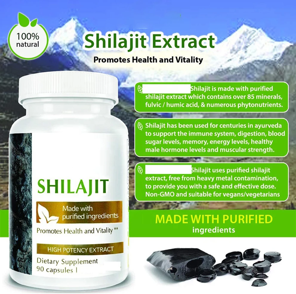 Private Labels Extra Strength Stamina Power 500 mg Shilajit Extract Herbal Capsules