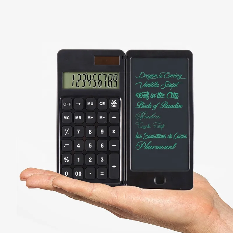 Solar Scientific Calculator With LCD Notepad Professional Portable Foldable Calculator With Pen Notepad