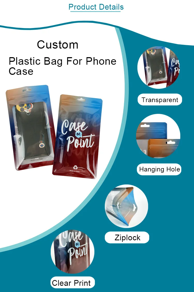 Digital Printing Recycle Resealable Zipper Transparent Phone Bag