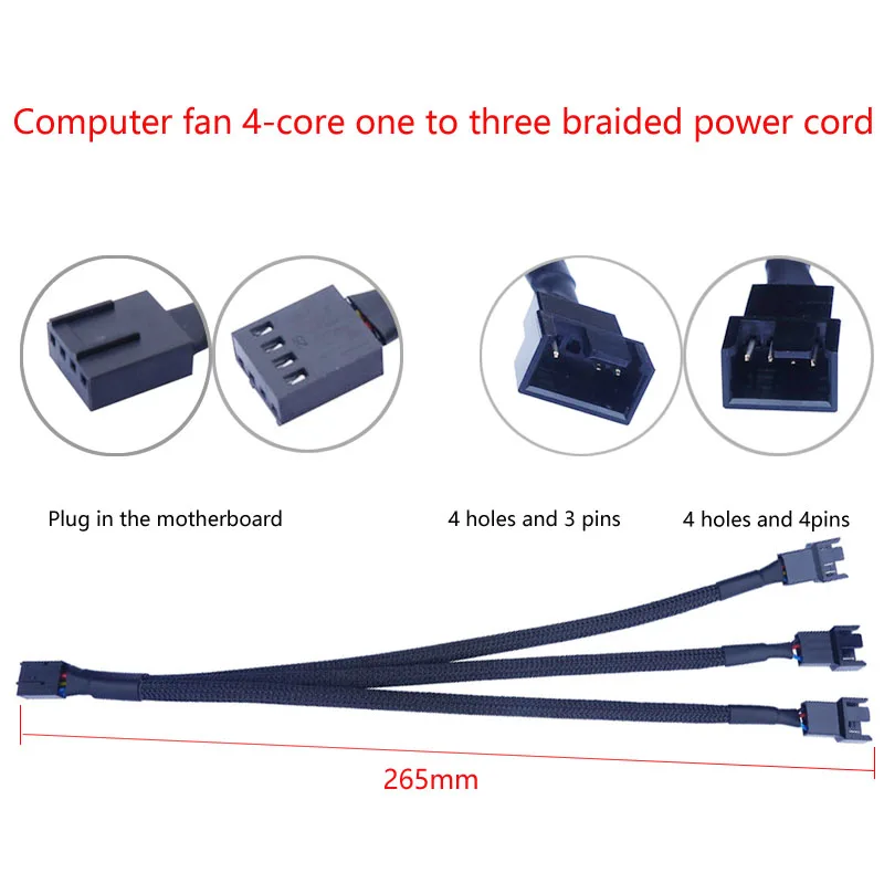 Computer Fan Line One To Three 4pin Extension Line Pwm Temperature