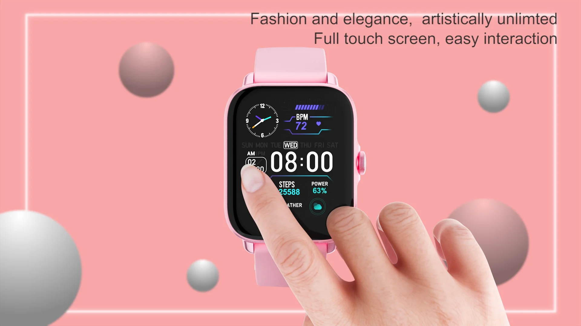 1.7 Inch Large Screen Smart Watch Y22 Fitness Tracker Smartwatch Heart