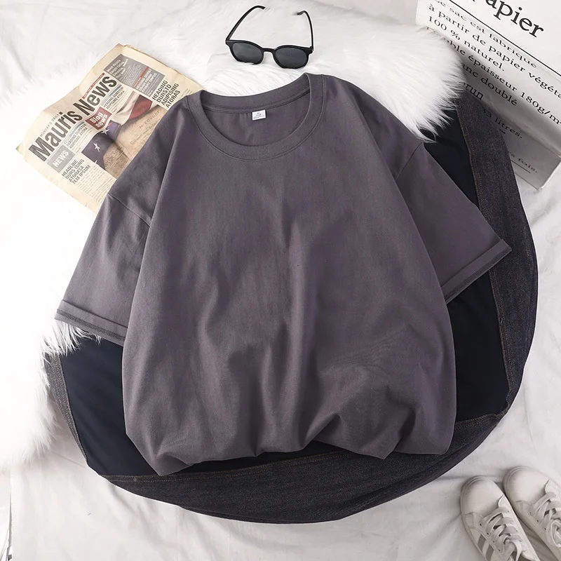 JL0514A Wholesale 240GSM Heavy Cotton T Shirt Unisex Women Pink Drop Shoulder T-Shirts Oversized Men Boxy Fit Blank TShirts