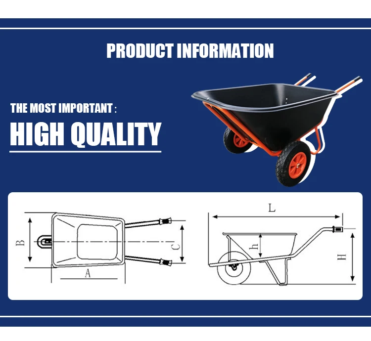 Garden Building Concrete Transport Cart Heavy Duty Metal Tray 