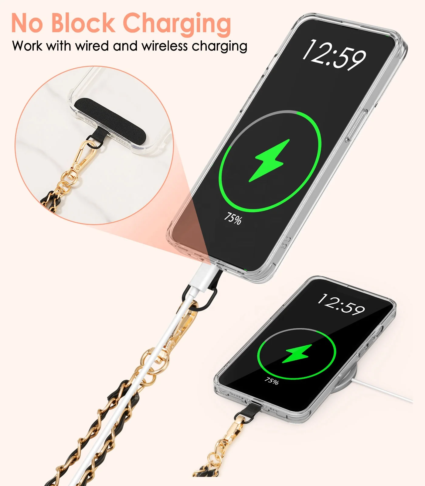 MoKo Adjustable Crossbody Phone Lanyard - Anti-Theft PU Leather