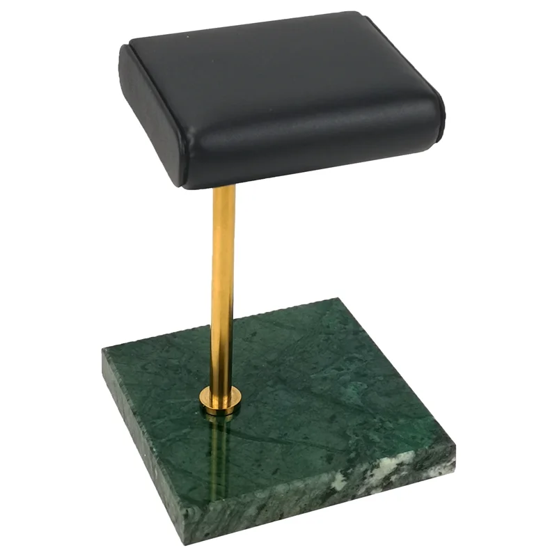 Custom Luxury Marble Jewelry Display Stand Watch Black PU Leather Marble Base Watch Stand