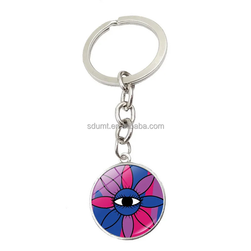 Seven-color Key Chain Pendant Time Gem Rainbow Eyes Sunflower Pendant ...