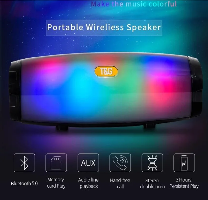 Hot sale high quality TG165 Led Light Smart Wireless Speaker outdoor waterproof BT speaker - ANKUX.COM