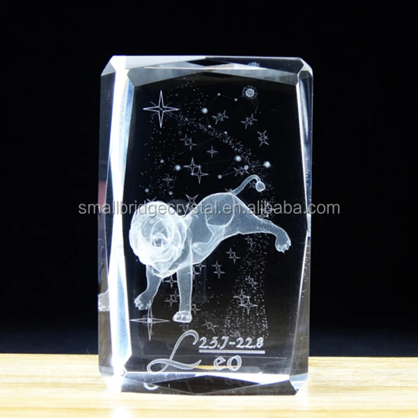 12 Zodiac Animal Theme Souvenir Carved Technique Gift Gemini 3D Laser Engraved Crystal Cube details