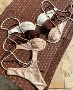 OEM Professional Swimsuit Underwire Spaghetti Strap Floral Bikini Ruffle Cheeky Two Piece Swimwear for Women