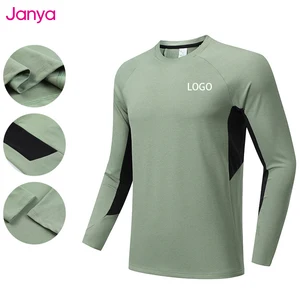 Janya Breathable Men's Outdoor Quick-Drying Long Sleeve T-Shirt Slim Fit Gym Fitness Round Neck Casual Sports Muscle Tee Shirts