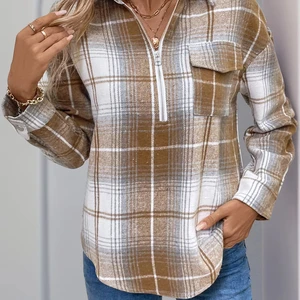 Self Owned Brand Retro Oversized Shirt for Young Women Elegant Top Fashionable Women's Shirt Loose Plaid