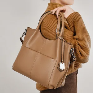 A-268 2026 Spring Summer Collection New Women's Genuine Leather Tote Bag Zip Large Capacity Crossbody Genuine Leather Woman Bag