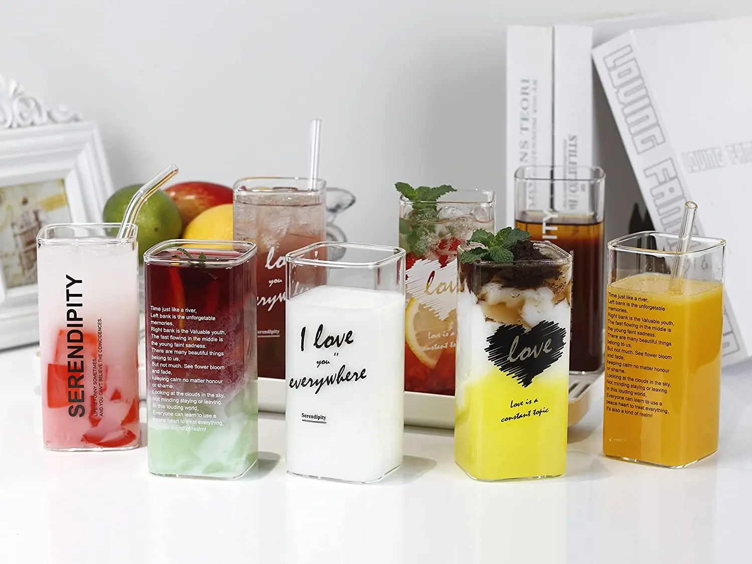 6-Ounce Pint Glasses, Set of 2 Large Drinking Cup Glassware for Water, Juice, Iced Tea, Cocktails