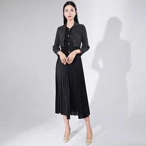 2025 Best-Selling Elegant Pleated A-Line Dress Mature Women Fashionable Autumn Casual Shirt Dress