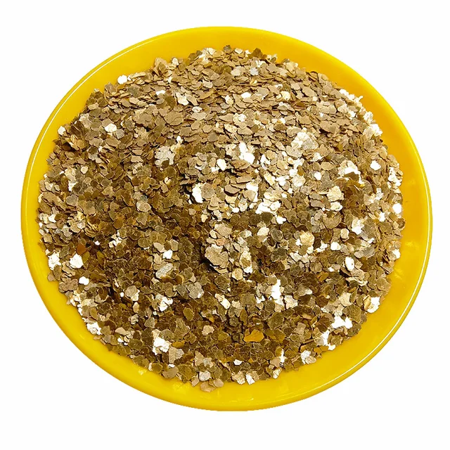 Manufacturers wholesale natural golden mica flakes for epoxy floor, and calcined mica flakes.