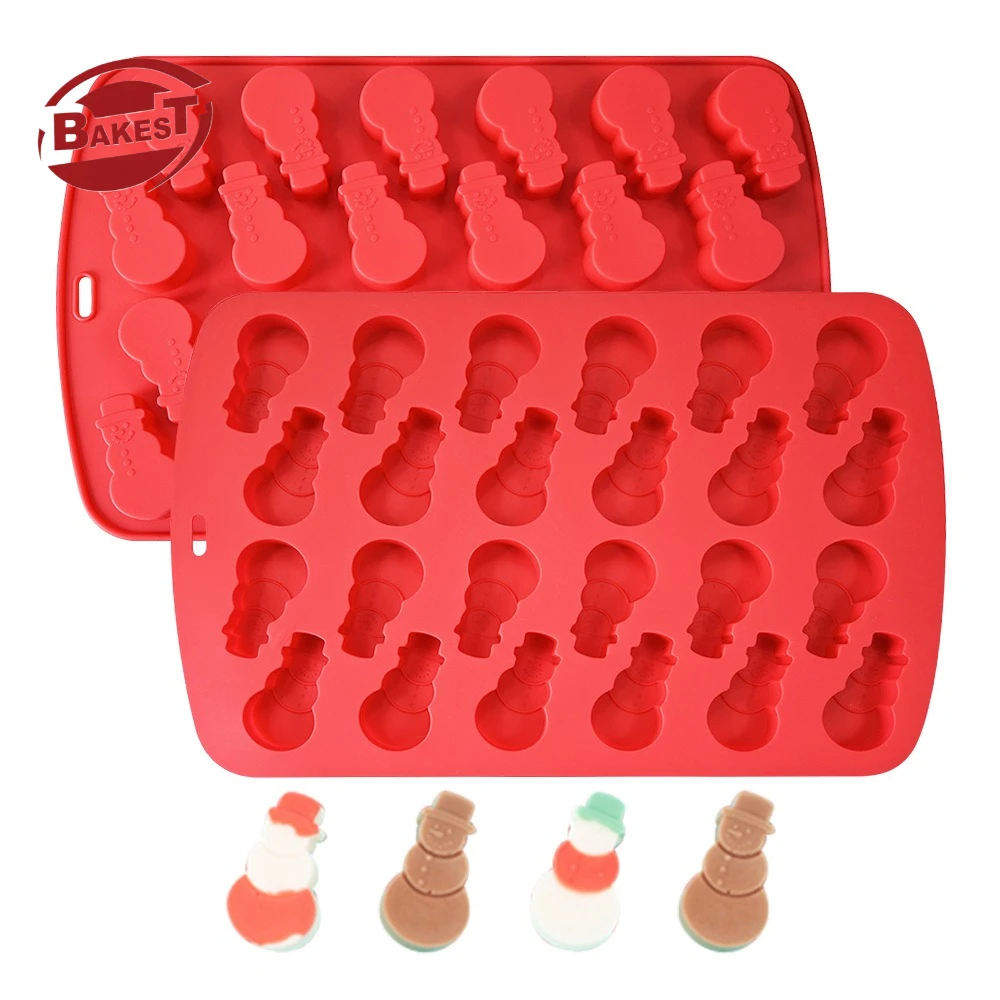 Christmas Silicone Baking Pan Mold Resin Gingerbread Man Snowflake Snowman for Chocolate Cookie Baking-Big Cake Baking Tools