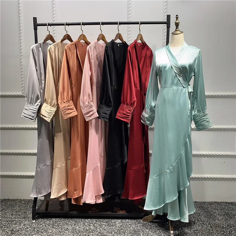 Loriya Latest Abaya Muslim Women Dress Islamic Luxury Abaya Fashion High Waist Dress Islamic Abaya With Ruffles Modest Dresses