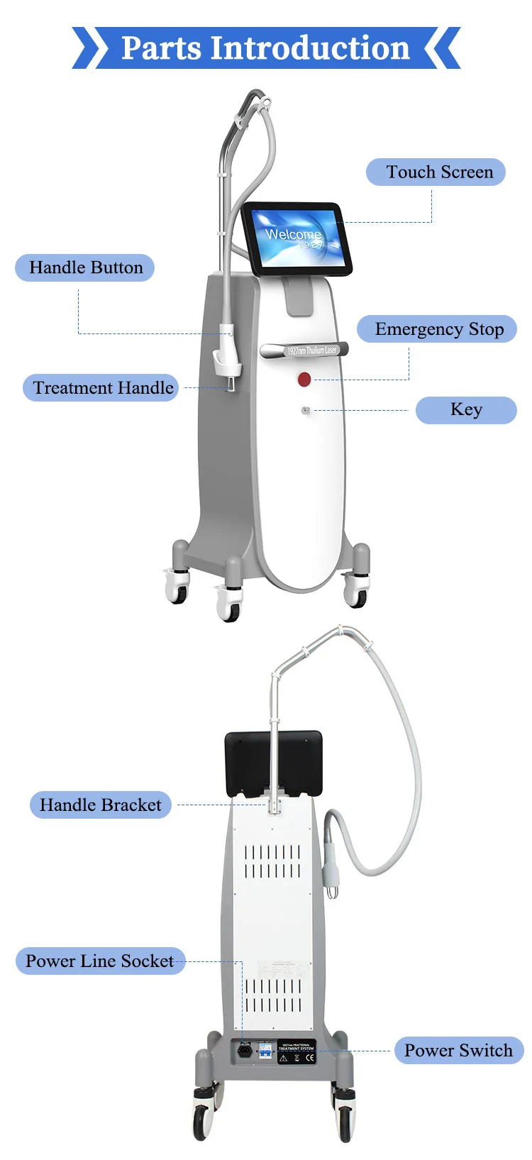 Vertical 12.1-Inch Touch LED Thulium Laser Mask ABS 1927nm Home Care Stimulates Collagen Regeneration Removes Fine Lines