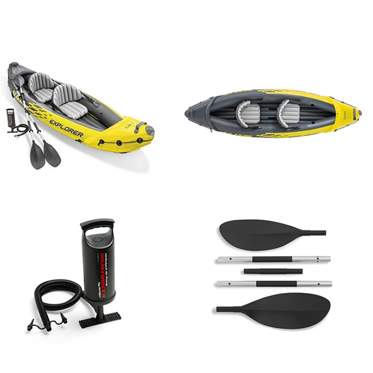 Intex 68307 K2 Kayak 2 Person Inflatable Boat with Paddles and Pump