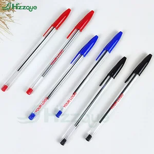 Cheap Promotion Pen with Custom Logo 1.00mm Black Blue Red Plastic Ballpoint Pen Personalized