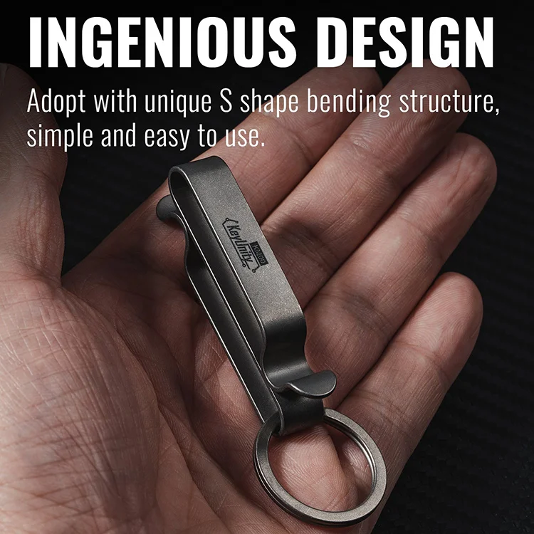 KeyUnity KM00 Titanium Belt Loop Keychain Clip Double Side Quick Release Key Holder with Detachable Key Ring 