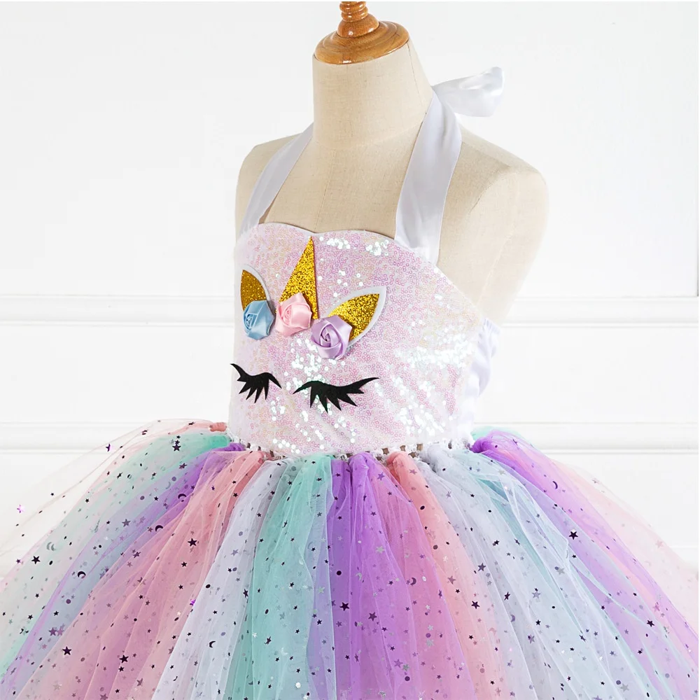 Productos calientes Vestido de unicornio Niñas Lentejuelas Tops