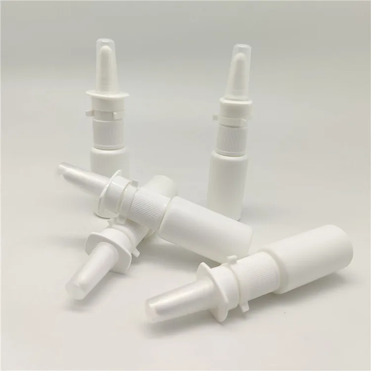 5ml 10ml 15ml 30ml White Empty PE Nasal Spray Bottle with Snap on Pharmaceutical Nasal Sprayer