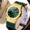 952 Gold Case Green Leather Belt