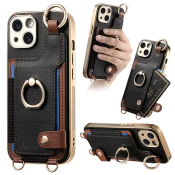 Fashion Mobile phone cover applies to various models of mobile phone such as Apple 15 wrist ring strap mobile phone case