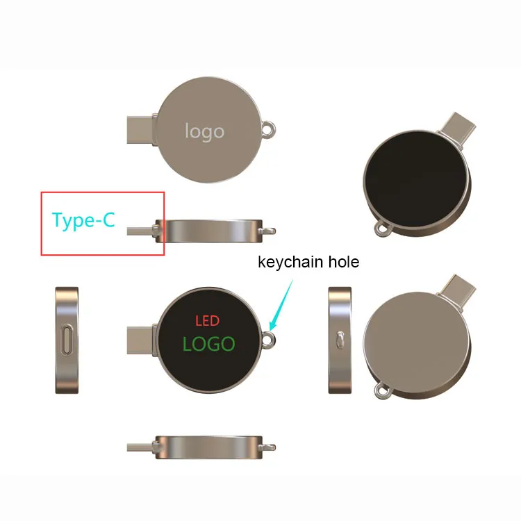 Type C Usb Key LED Light up Usb Disk With Custom logo Wholesale 2.0 3.0 4GB 8GB 16GB 32GB 64GB 128GB Usb Gadget for PC
