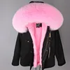 Pink fur+Black Coat