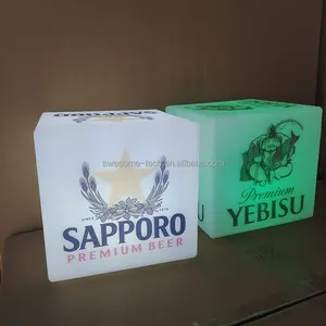 Portable Customized Logo Plastic LED Bedroom Square Lights Indoor Hotel Nightclub Home Bar Decorations Cube Led Lamps