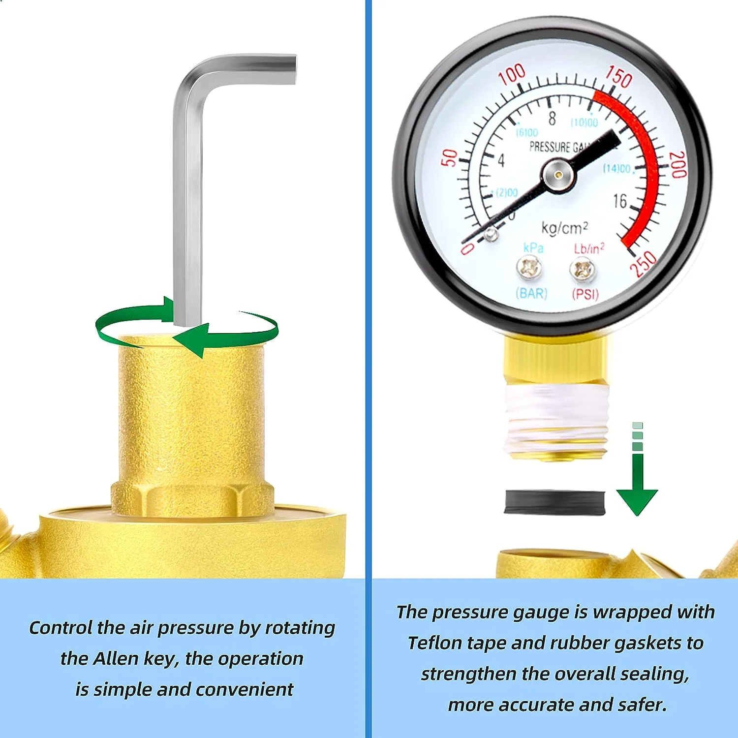 DN25 Adjustable Brass Pressure Reducing Valve Water Pressure Regulator With Meter Dn25 Brass Adjustable Water Pressure Reducing Regulator Reducergauge Meter I4670984427