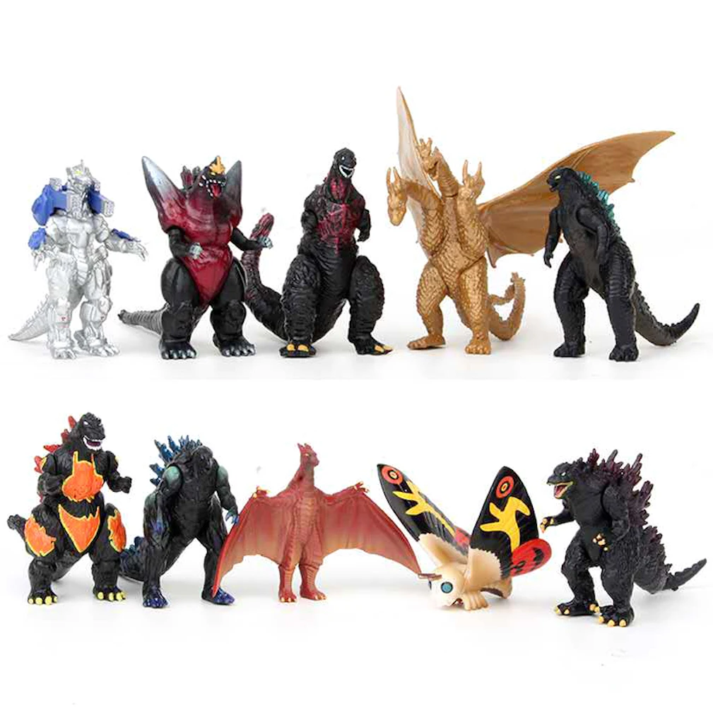 10pcs godzilla monster dinosaur figure toy mosra three-head king