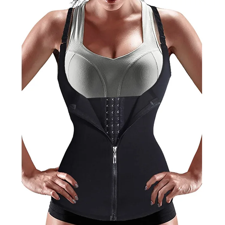 Nebility Women Waist Trainer Corset ZIPPER Vest Body Beige Size