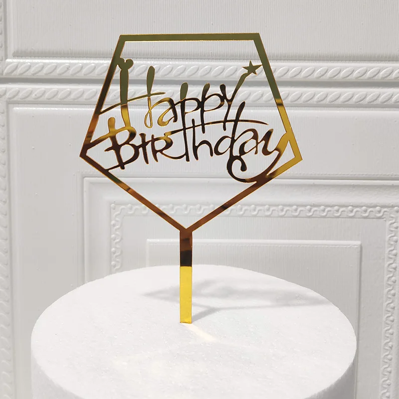 Акриловий вставний елемент для святкового торта з написом «З Днем Народження», декоративний акриловий топпер для випічки, продукти для декорування тортів, акриловий топпер безпосередньо від виробника