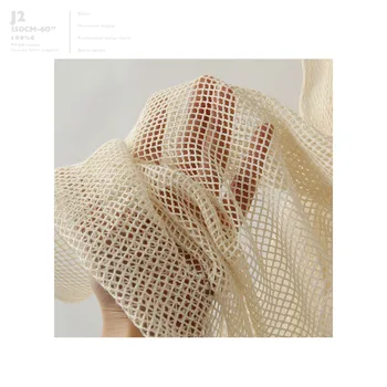 Fashion Fabric Hollow Small Diamond Grid 100%Cotton Gauze Mesh Fabric Cloth For Bags DIY Accessories Outdoor Tops Cardigans