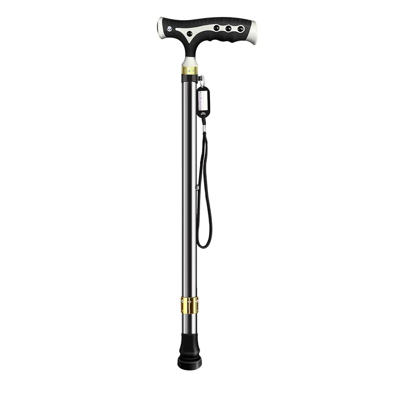 Adjustable Walking Stick with Led Light Detachable Base Old Man Elderly Walking Cane
