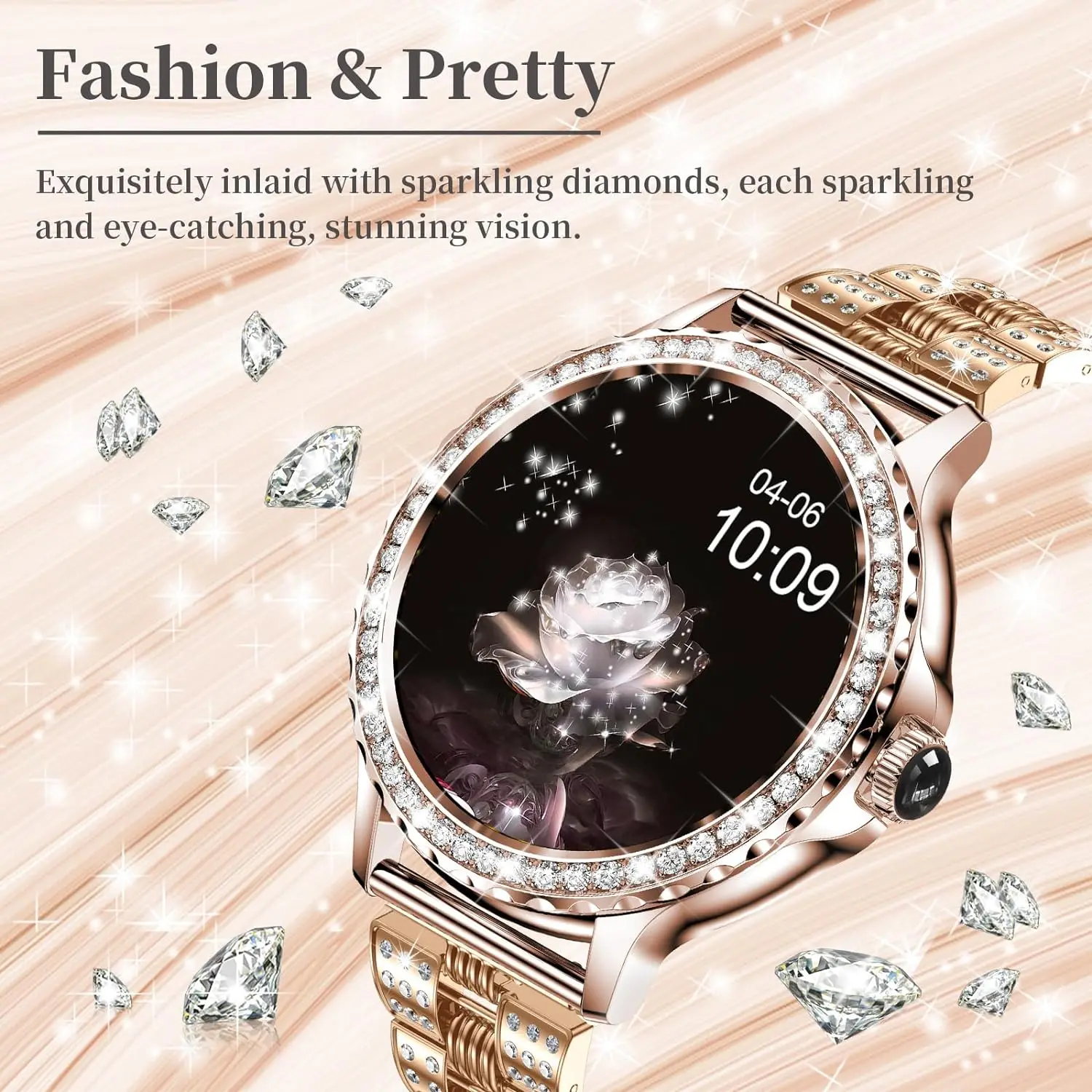 Relojes inteligentes F19 para mujer, alerta de llamada/mensaje, Swith  Diamonds, 100 modos deportivos, rastreador de pasos, reloj inteligente  para