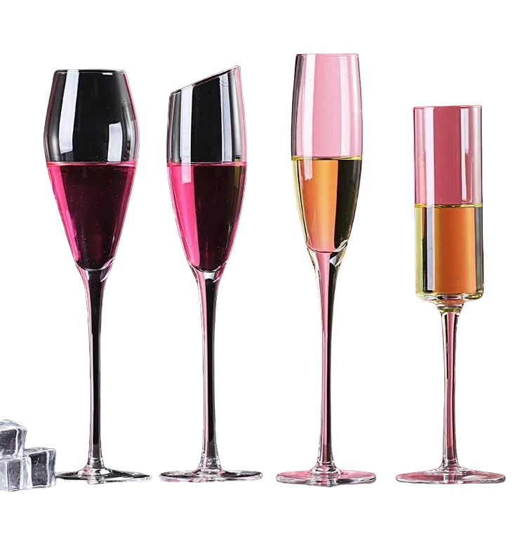 Hand Blown Red Wine Glasses Clear Large Wine Glasses Premium Crystal Premium Square Edge Blown Glass Prosecco Wine Glasses with Custom Logo