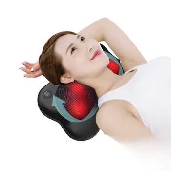 Hot Selling Small Portable Kneading Massage Pillow Heat Neck Shoulder Back Office Massager Application for Body Care