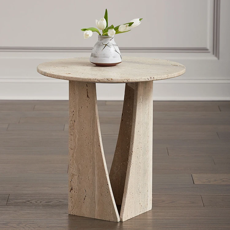 Travertine Stone Columns Tables Luxury Home Villa Hotel Roman Beige Marble Coffee Table Cafe Antique Tables