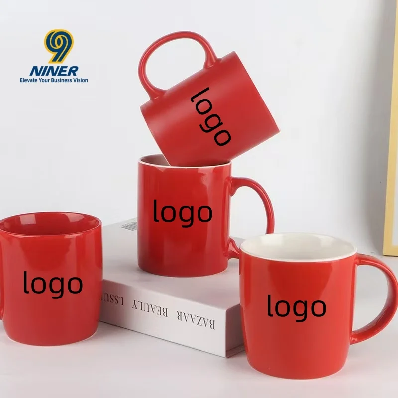 Enterprise Business Gift Red Ceramic Mug Creative Personality Customizable Logo