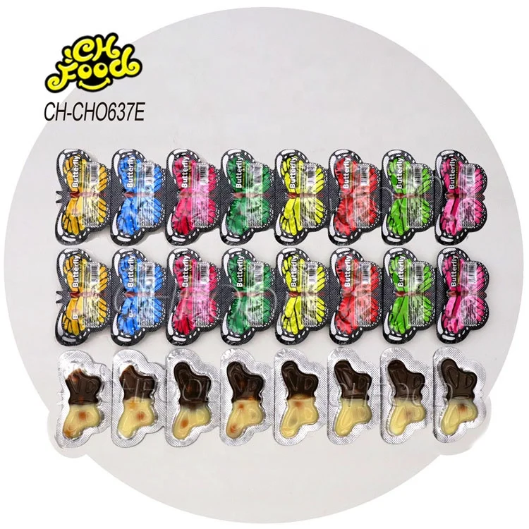 Small Butterfly Shape Candy Toy for Kids Chocolate Biscuits Cup Sweets Chocolate Jam Dip Cookies Ball Custom Halal Snack Food