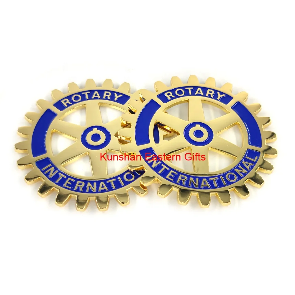 Металлическая Эмблема для вращающегося клуба 3 дюйма Золотая вращающаяся автомобиля полированная