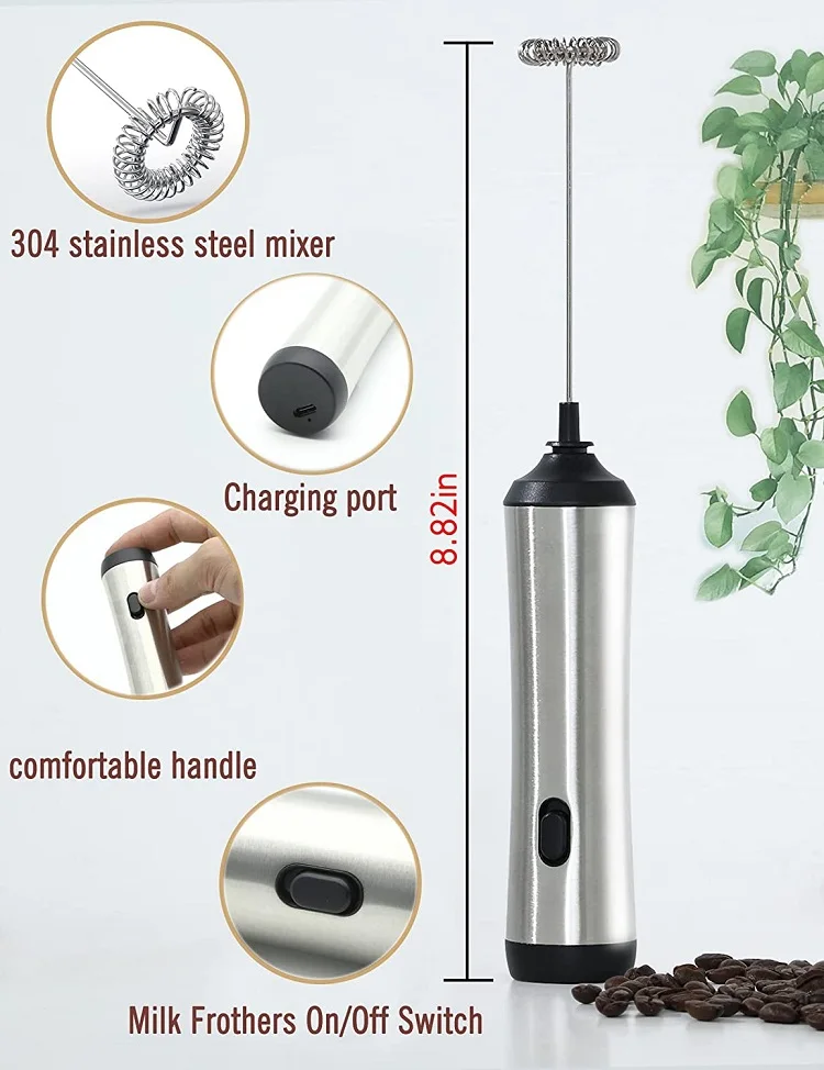 Handheld Milk Frother Electric Coffee Frother Rechargeable Electric Whisk  15000rmp Powerful Drink Mixer Milk Foamer Milk Foamer Electric Whisk for  Drinks Handheld Milk Frother