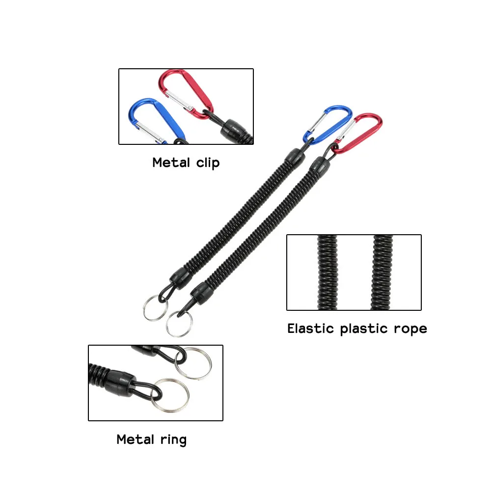 Safety Fishing Lanyards Boating Rope with Carabiner 1.6m Coiled Pole Rod  Protector