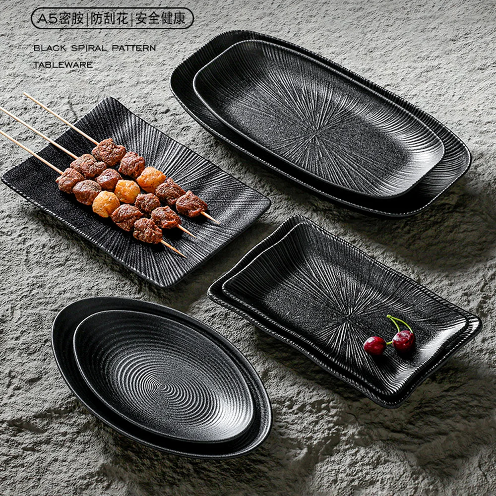 Wholesale Black Unique Plastic Cutlery Set Matte Square Melamine