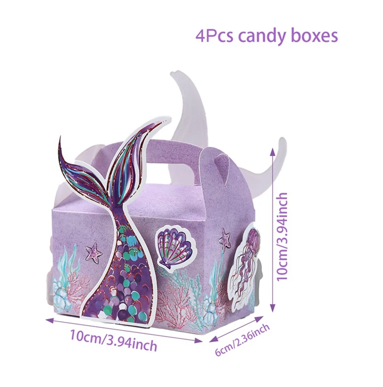 Mermaid Theme Birthday Candy Box Gift Boxes Birthday Party Decorations ...